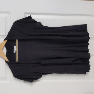 MIKO short sleeved open front top, Black, Size S, Curved Hem